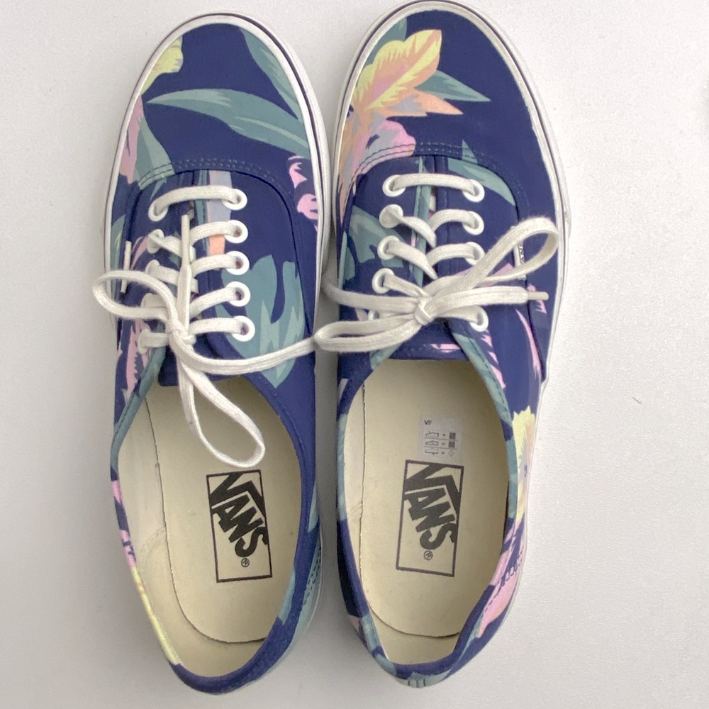 Vans floral blue low top sneakers shoes size 10 - Picture 5 of 9